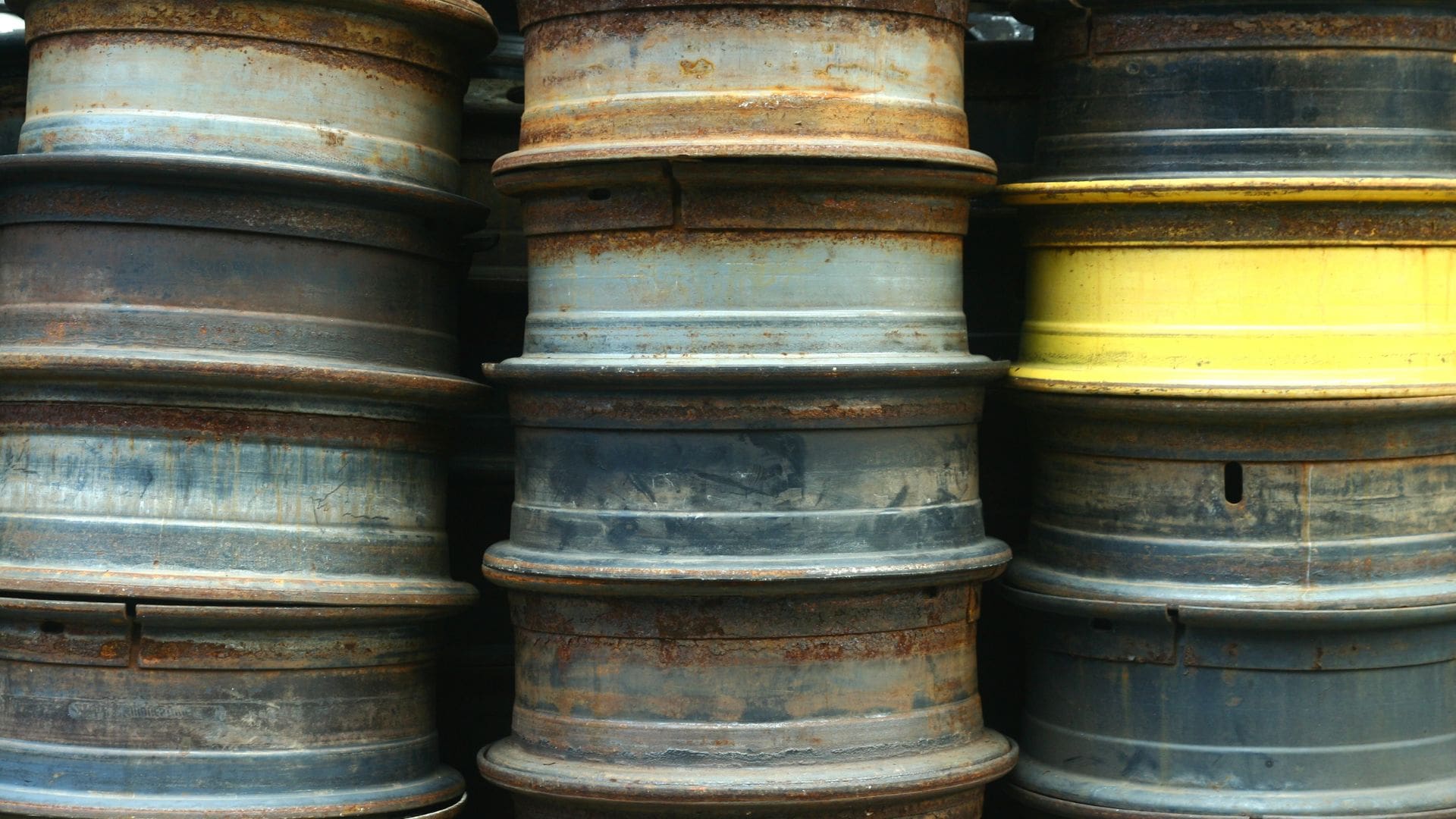 Surplus stock of tires in yard