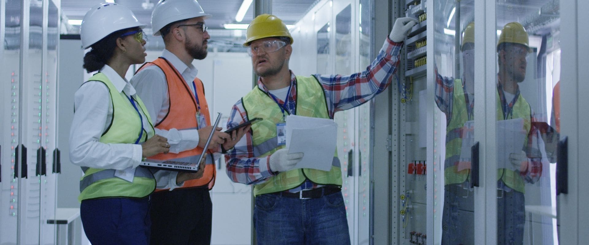 Facilities mangers on site in PPE