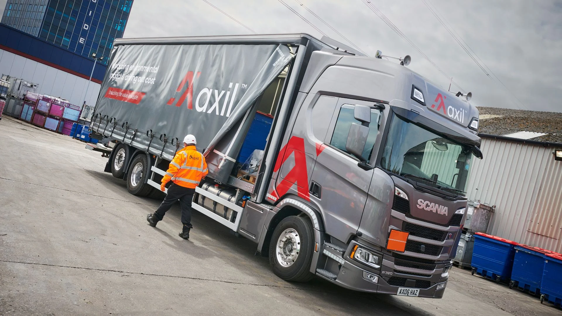 Lorry and driver at the Cannock transfer station